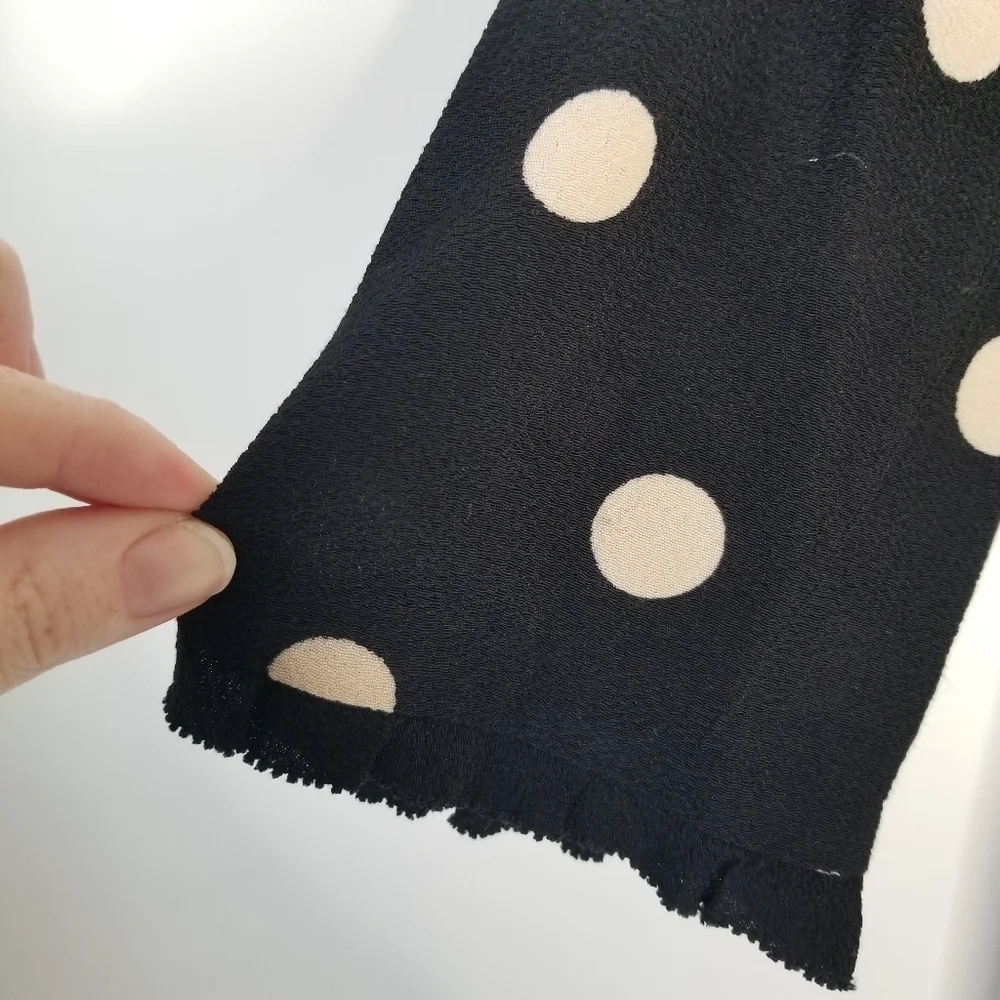 Kate Spade Polka Dot 3/4 Length Sleeve Crepe Mini Dress Ruffles Size 6